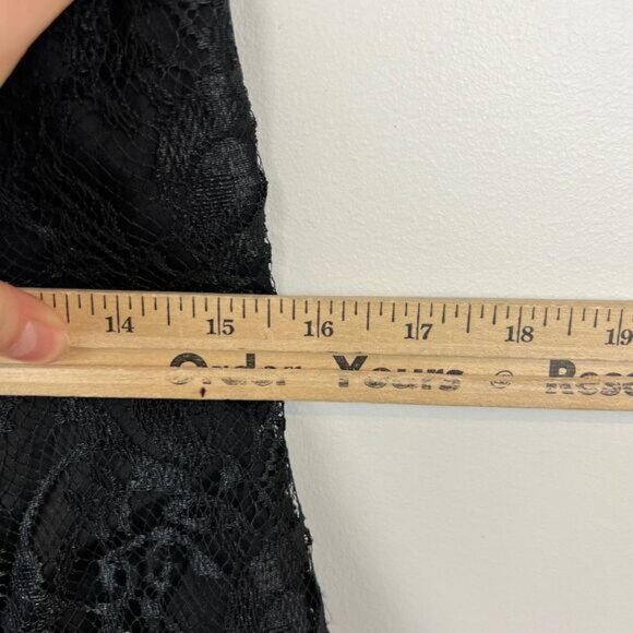 Vintage Lori Ann Size 14 Little Black Dress Mini Lace Detail Babydoll Whimsigoth - Picture 7 of 15